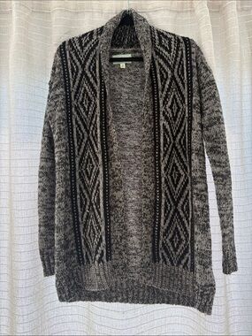 ruby moon Black and Gray Open-Front Patterned Cardigan